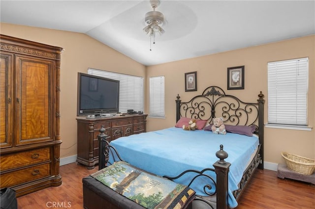 2306 Apion Ct, Paso Robles, CA 93446 - bedroom with wood finished floors, vaulted ceiling, and ceiling fan