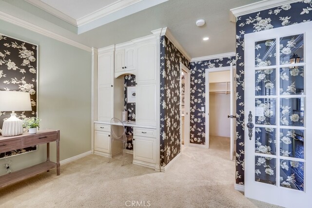 9230 Whitney Way, Cypress, CA 90630 - bathroom with crown molding and wallpapered walls