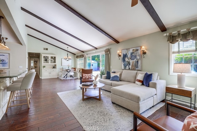 9230 Whitney Way, Cypress, CA 90630 - living room with a chandelier and dark wood finished floors