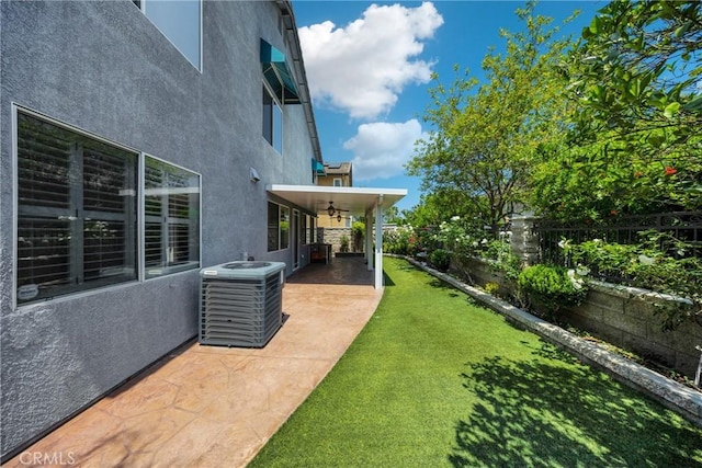 4450 Autumn Glow Ct, Chino Hills, CA 91709 - fenced backyard featuring a patio and a ceiling fan