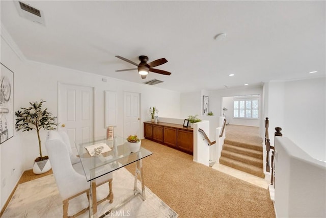 4450 Autumn Glow Ct, Chino Hills, CA 91709 - office with light carpet, ceiling fan, and recessed lighting