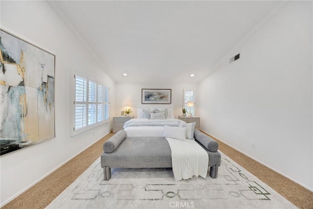 4450 Autumn Glow Ct, Chino Hills, CA 91709 - carpeted bedroom with crown molding, lofted ceiling, and recessed lighting