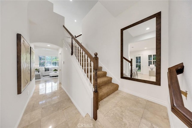 4450 Autumn Glow Ct, Chino Hills, CA 91709 - stairs with arched walkways and recessed lighting