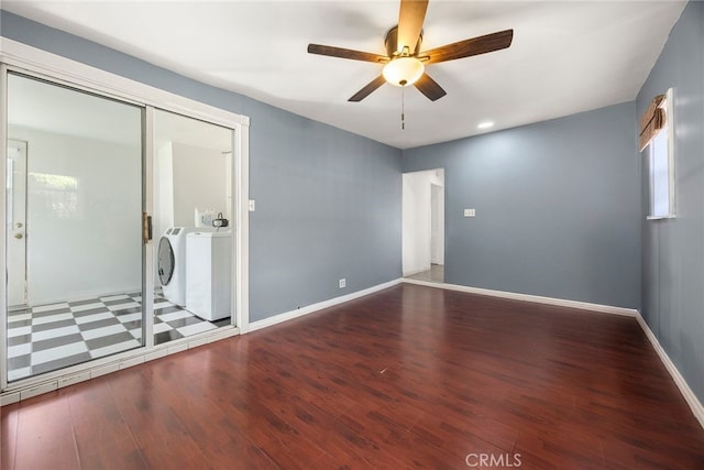 2051 Royal Oaks Dr, Duarte, CA 91010 - unfurnished room with independent washer and dryer, wood finished floors, and ceiling fan