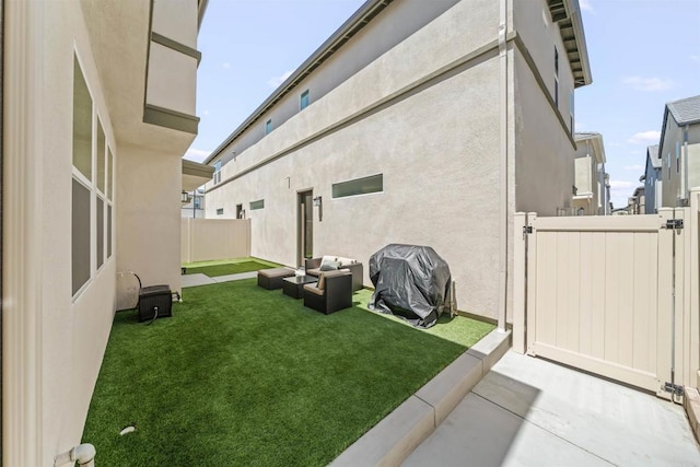 32755 Brunello Way, Temecula, CA 92591 - fenced backyard with an outdoor hangout area, a gate, and a patio