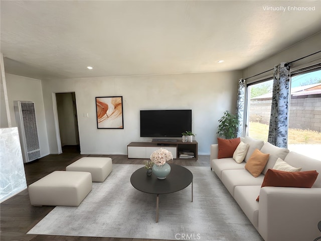 820 S Kenmore St, Anaheim, CA 92804 - living room with a heating unit, wood finished floors, and recessed lighting