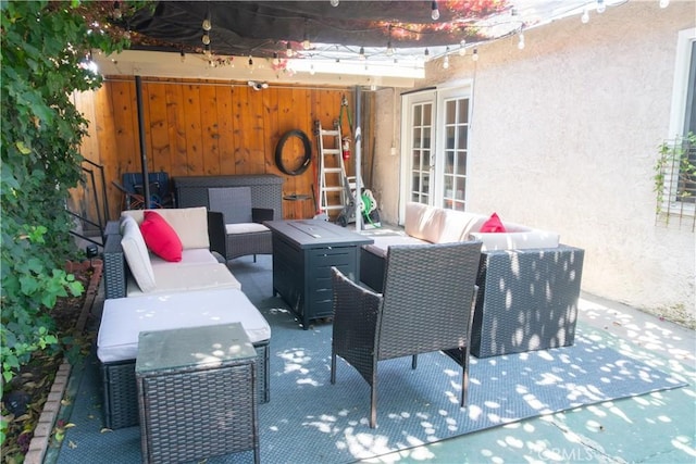 3801 Whiteside St, Los Angeles, CA 90063 - view of patio featuring an outdoor living space and french doors