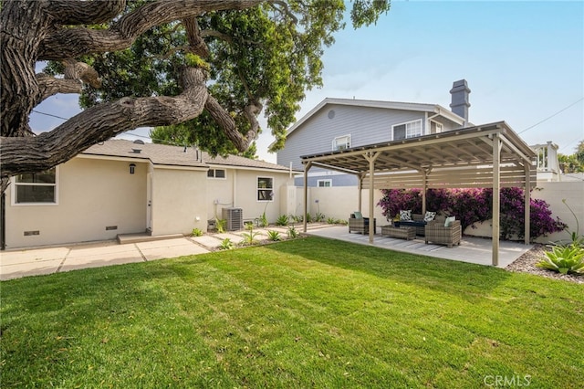 2721 184th St, Redondo Beach, CA 90278 - rear view of property featuring an outdoor hangout area, a patio, a fenced backyard, and stucco siding