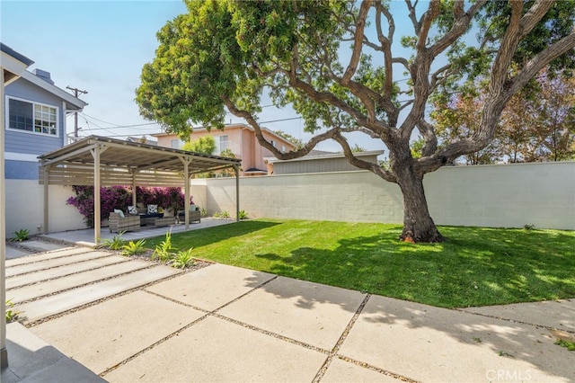 2721 184th St, Redondo Beach, CA 90278 - fenced backyard with outdoor lounge area, a patio area, and a pergola