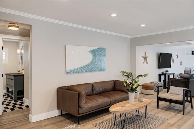 19125 Anza Ave, Torrance, CA 90503 - living area with ornamental molding, light wood-type flooring, and recessed lighting