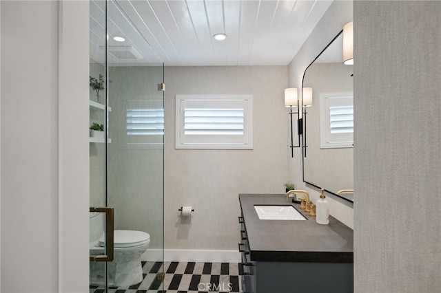 19125 Anza Ave, Torrance, CA 90503 - full bathroom with vanity, tile patterned floors, and an enclosed shower