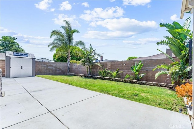 6057 Azalea St, Chino, CA 91710 - fenced backyard featuring a storage unit and a patio