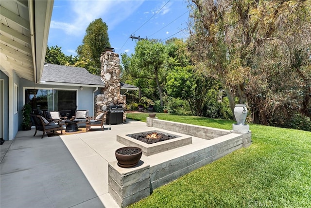 9858 Cullman Ave, Whittier, CA 90603 - view of patio / terrace with a fire pit and grilling area