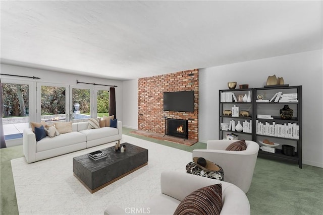 9858 Cullman Ave, Whittier, CA 90603 - living room featuring carpet floors and a fireplace