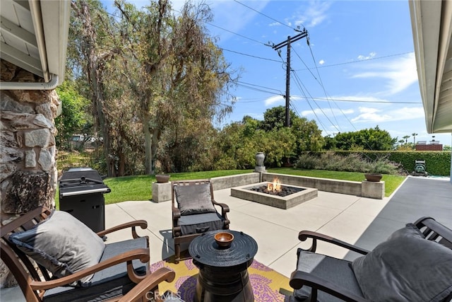 9858 Cullman Ave, Whittier, CA 90603 - view of patio / terrace with a fire pit and a grill