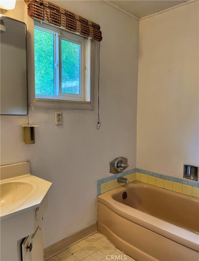 5128 W State Highway 20, Upper Lake, CA 95485 - bathroom with a bathtub, vanity, and tile patterned floors