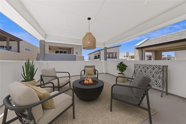 27216 W Coyote Bush Ct, Valencia, CA 91355 - view of patio / terrace featuring a fire pit