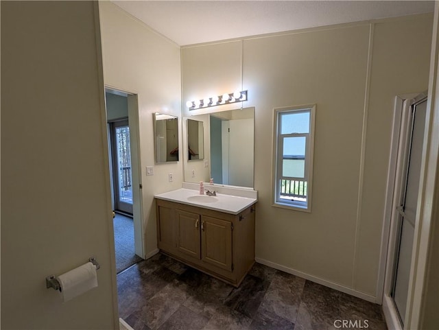 16121 Golf Rd, Cobb, CA 95426 - full bathroom with vanity and a shower with door