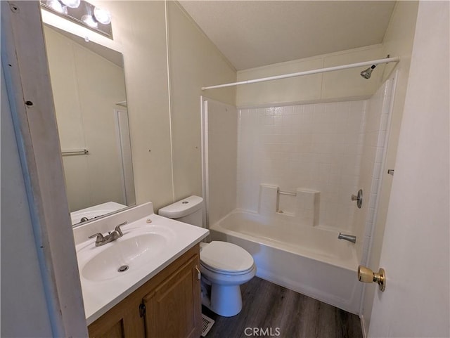 16121 Golf Rd, Cobb, CA 95426 - bathroom with shower / washtub combination, vanity, and wood finished floors