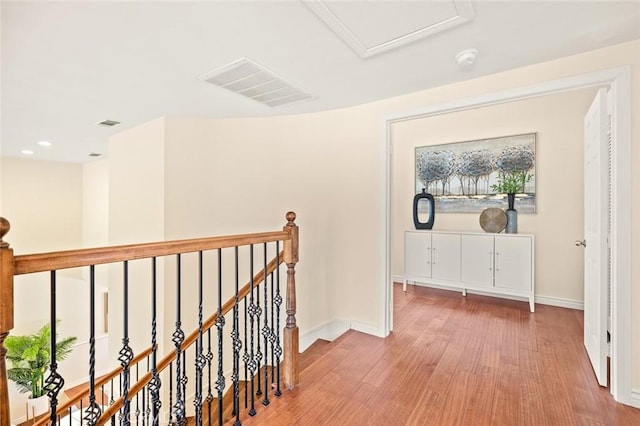 21557 Ambushers St, Diamond Bar, CA 91765 - hallway featuring an upstairs landing, wood finished floors, and recessed lighting