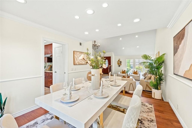 21557 Ambushers St, Diamond Bar, CA 91765 - dining room with recessed lighting, light wood-style floors, and crown molding