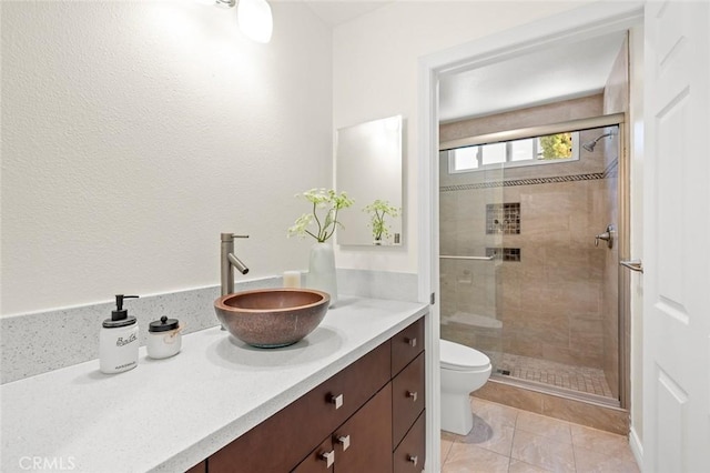 21557 Ambushers St, Diamond Bar, CA 91765 - full bathroom with vanity, a stall shower, and tile patterned flooring