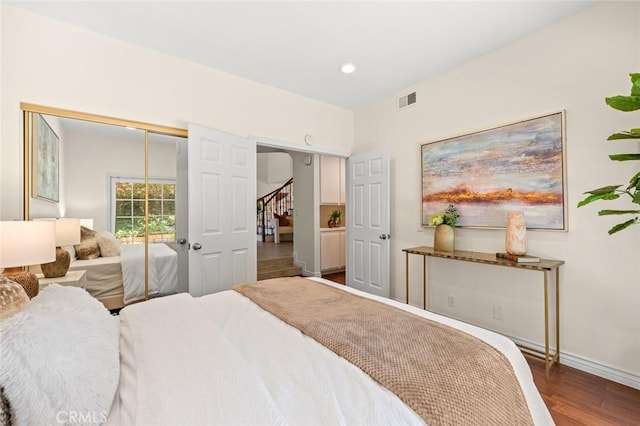 21557 Ambushers St, Diamond Bar, CA 91765 - bedroom with wood finished floors, a closet, and recessed lighting