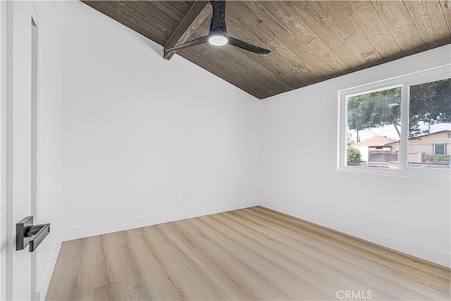 12302 Beaty Ave, Norwalk, CA 90650 - empty room featuring wooden ceiling, wood finished floors, lofted ceiling, and ceiling fan