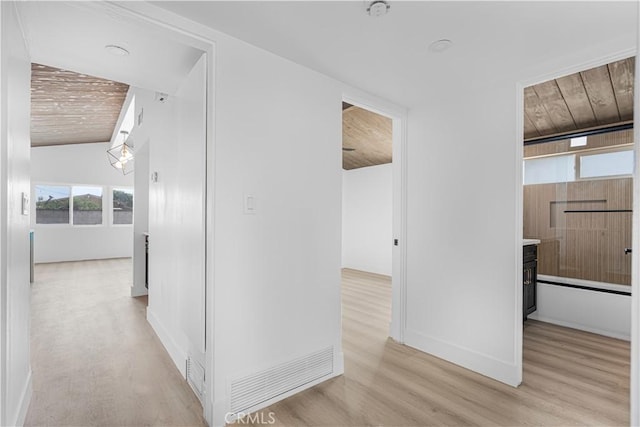 12302 Beaty Ave, Norwalk, CA 90650 - hallway with healthy amount of natural light, light wood finished floors, and wooden ceiling