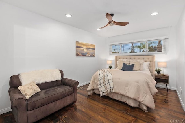 4704 Jumano Ave, San Diego, CA 92117 - bedroom with recessed lighting, wood finished floors, and a ceiling fan