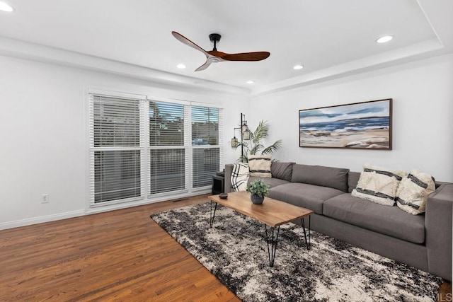 4704 Jumano Ave, San Diego, CA 92117 - living room with wood finished floors, ceiling fan, and recessed lighting