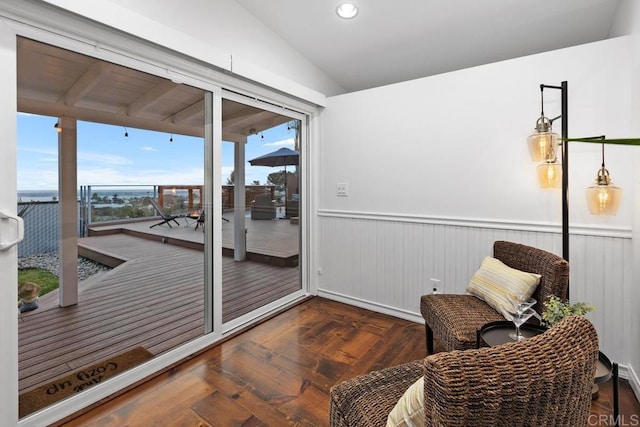 4704 Jumano Ave, San Diego, CA 92117 - living area with lofted ceiling, wainscoting, and recessed lighting