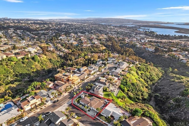 4704 Jumano Ave, San Diego, CA 92117 - view of property location featuring property parcel outlined, a large body of water, and nearby suburban area