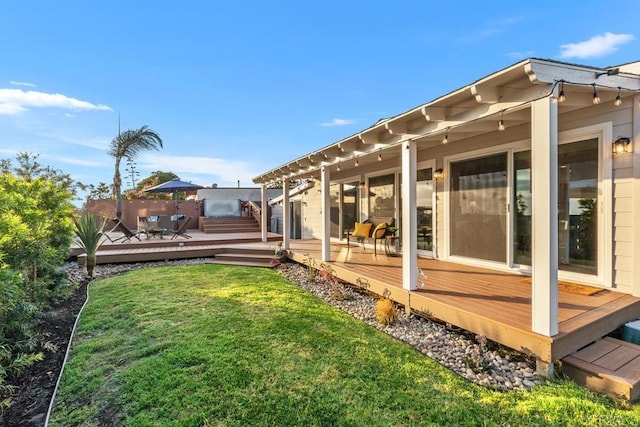 4704 Jumano Ave, San Diego, CA 92117 - view of green lawn featuring a wooden deck