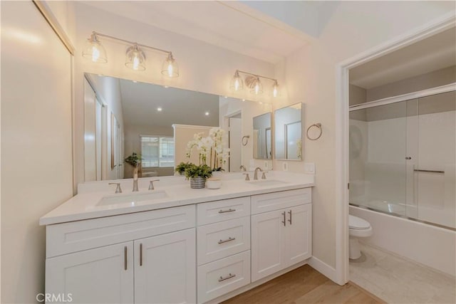20759 E Crest Ln Unit B, Walnut, CA 91789 - full bathroom with double vanity and enclosed tub / shower combo