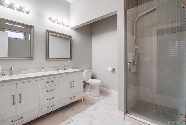 2184 Pacific Crest Dr, Alpine, CA 91901 - full bath featuring a stall shower, marble look tile flooring, and double vanity