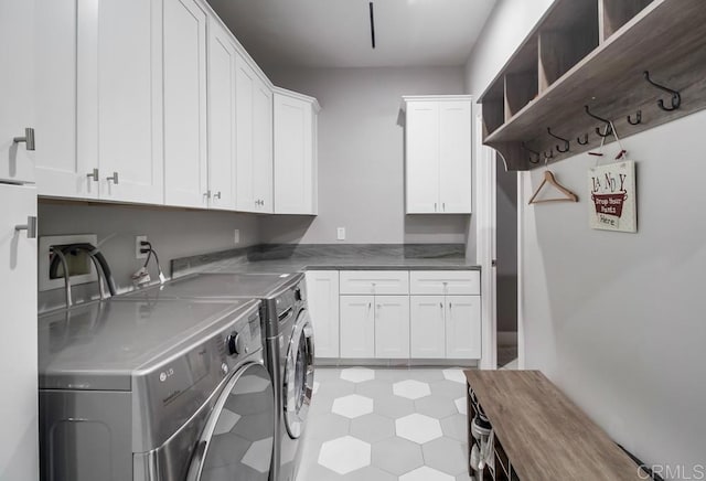 2184 Pacific Crest Dr, Alpine, CA 91901 - laundry room featuring cabinet space, washing machine and clothes dryer, and light flooring