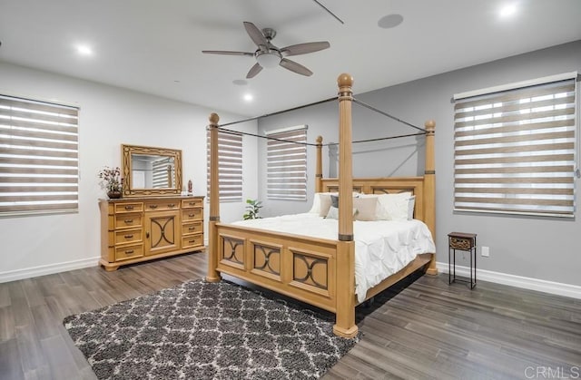 2184 Pacific Crest Dr, Alpine, CA 91901 - bedroom featuring wood finished floors, recessed lighting, and a ceiling fan