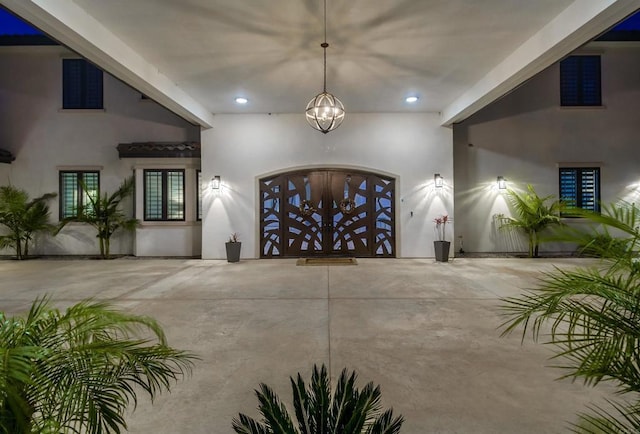 2184 Pacific Crest Dr, Alpine, CA 91901 - foyer with concrete floors, recessed lighting, and a chandelier