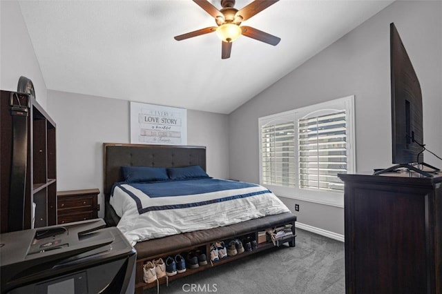 11901 Ardmoor Ct, Rancho Cucamonga, CA 91739 - bedroom featuring vaulted ceiling, carpet floors, and ceiling fan