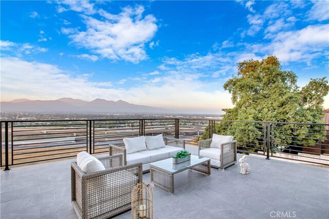 2380 Scenic Ridge Dr, Chino Hills, CA 91709 - view of patio featuring an outdoor hangout area and a mountain view