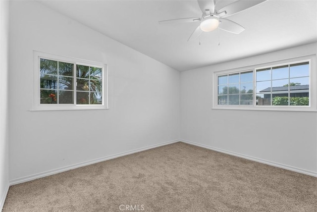 2323 Colgate Dr, Costa Mesa, CA 92626 - unfurnished room featuring carpet flooring, lofted ceiling, and ceiling fan