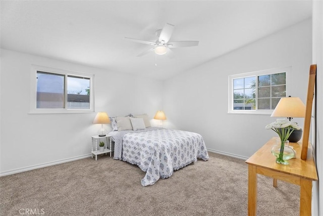 2323 Colgate Dr, Costa Mesa, CA 92626 - carpeted bedroom with lofted ceiling and a ceiling fan
