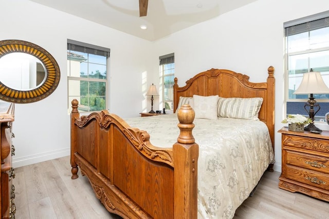 4336 Harbor Way Unit 1, Oceanside, CA 92056 - bedroom featuring multiple windows, light wood-type flooring, a ceiling fan, and recessed lighting