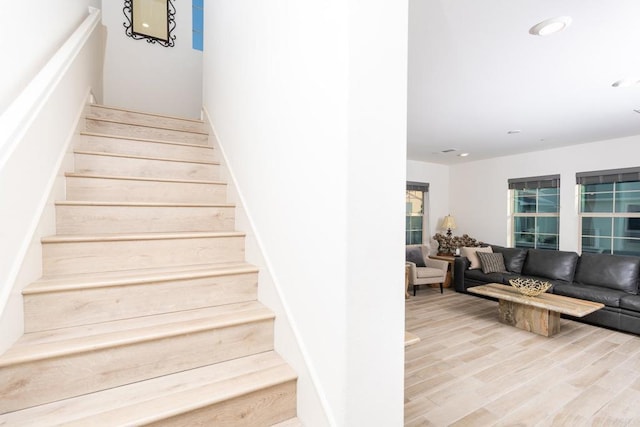 4336 Harbor Way Unit 1, Oceanside, CA 92056 - staircase with wood finished floors and recessed lighting