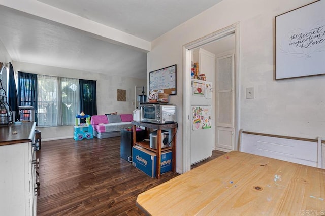 1185 Elm Ave, Chula Vista, CA 91911 - dining space featuring dark wood finished floors and beamed ceiling