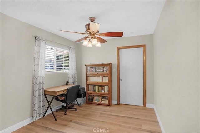 23609 Canyon Lake Dr N, Canyon Lake, CA 92587 - office area featuring light wood-style floors and a ceiling fan