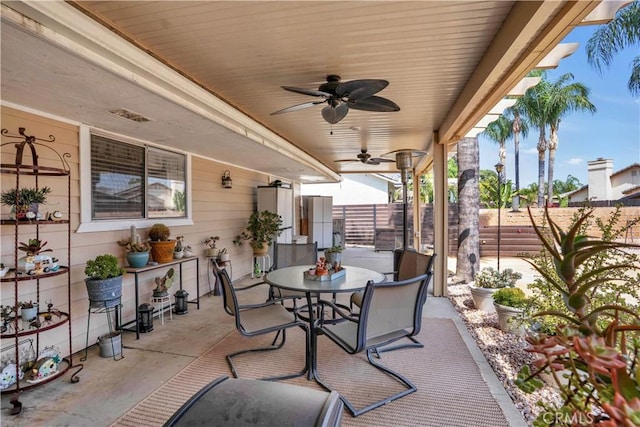 23609 Canyon Lake Dr N, Canyon Lake, CA 92587 - view of patio featuring outdoor dining area and a ceiling fan