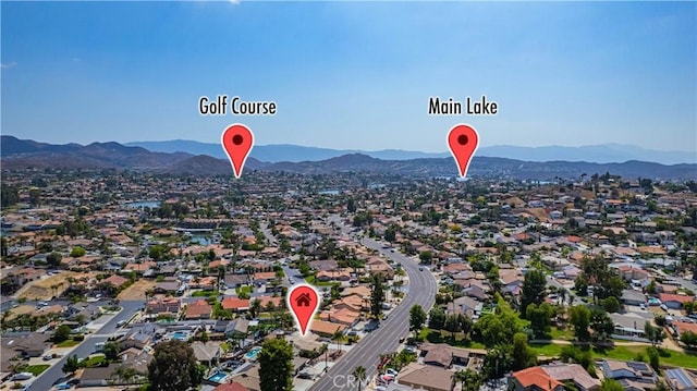 23609 Canyon Lake Dr N, Canyon Lake, CA 92587 - aerial view of property and surrounding area with a mountainous background and nearby suburban area