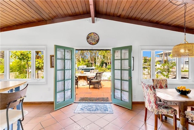 24932 La Cresta Dr, Dana Point, CA 92629 - entryway with light tile patterned floors and wooden ceiling